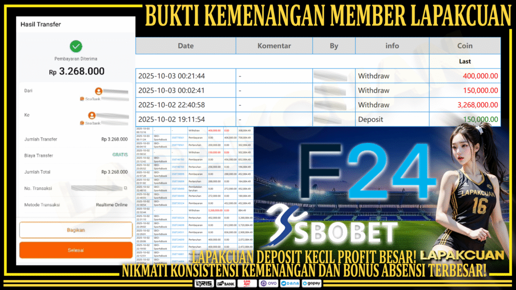 Lapakcuan - Bukti Kemenangan Besar Member Setia | F24 Virtual SBO